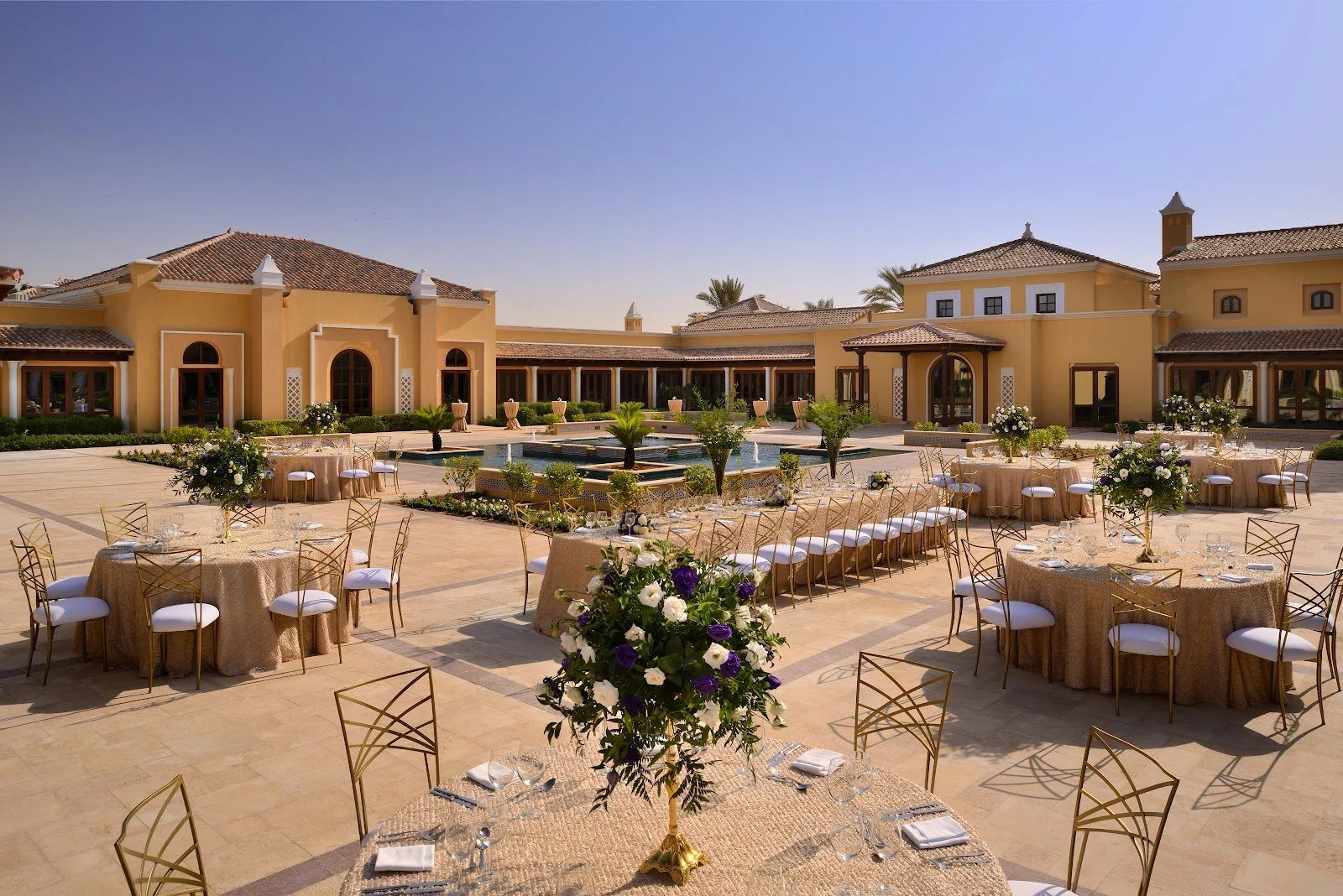 Elegant outdoor event setup at Dubai Polo & Equestrian Club, Dubai, UAE.
