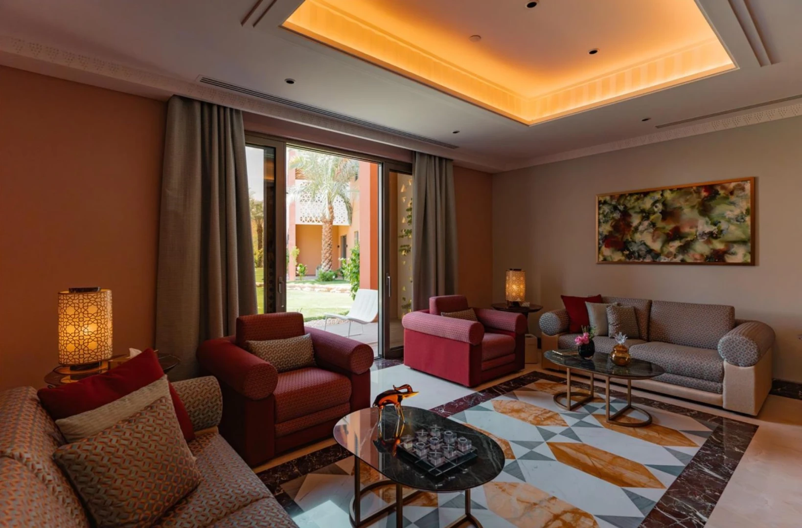 Elegant guest room with modern decor at Vivienda Riyadh Diplomatic Quarter, Riyadh, KSA.