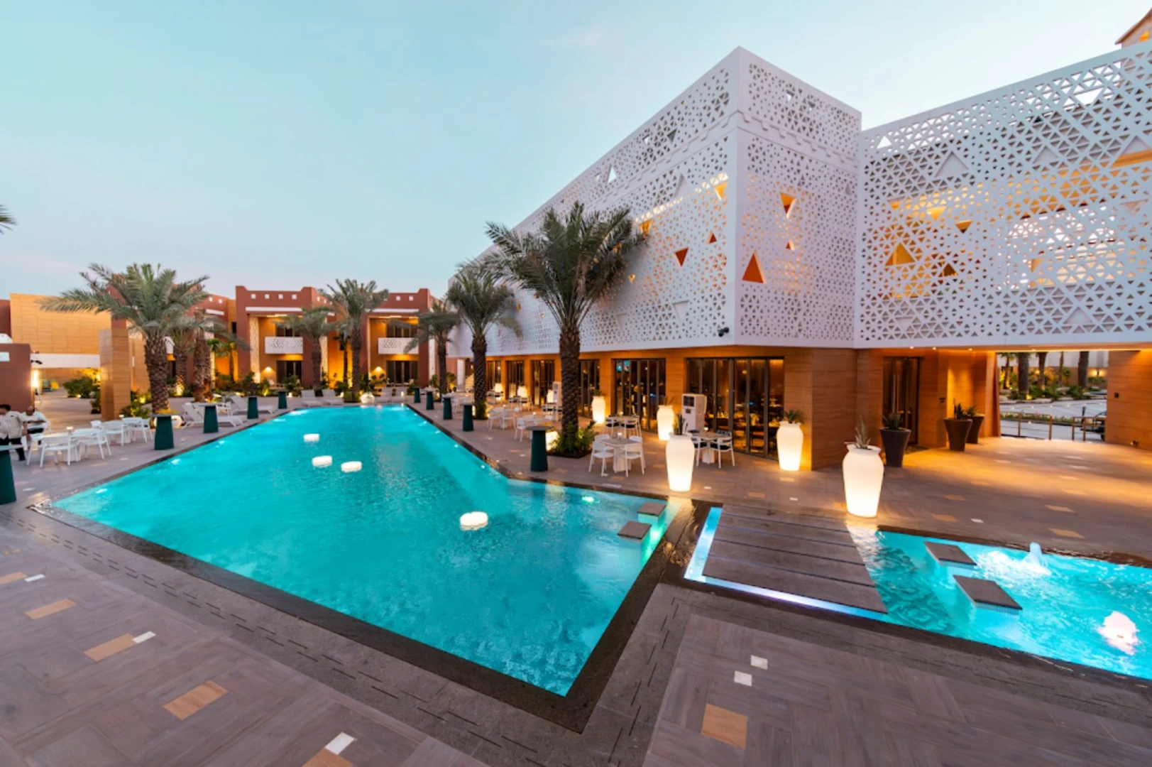 Elegant poolside area at Vivienda Riyadh Diplomatic Quarter, Riyadh, KSA