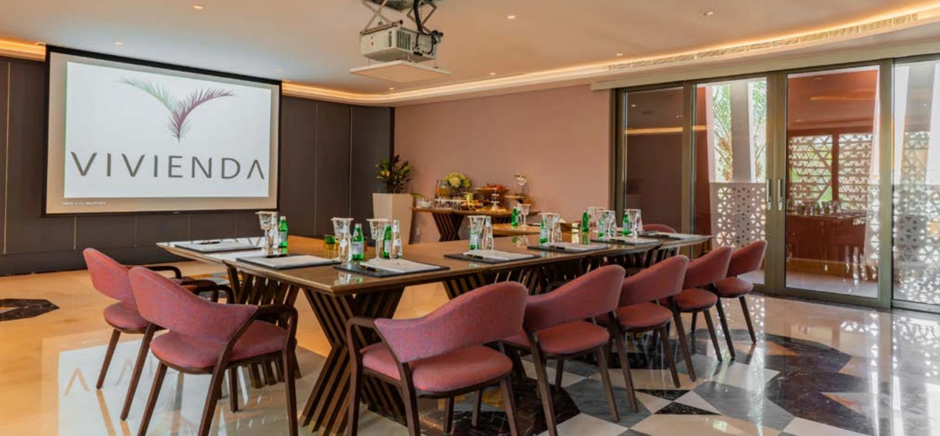 Conference room setup at Vivienda Riyadh Diplomatic Quarter, Riyadh, KSA.