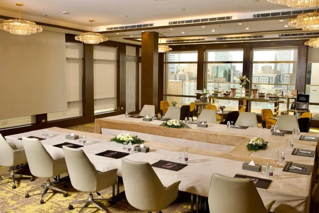 Elegant conference room setup at Joudyan Olaya by Elaf, Riyadh, KSA.