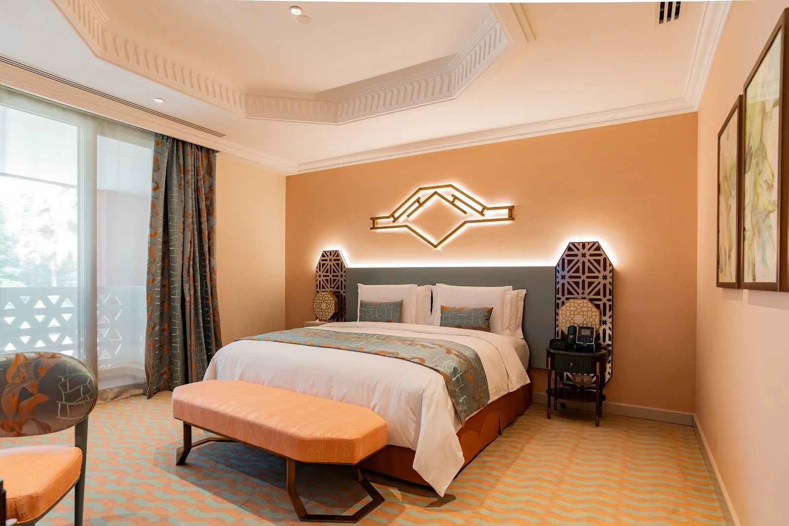 Elegant guest room at Vivienda Riyadh Diplomatic Quarter, Riyadh, KSA.