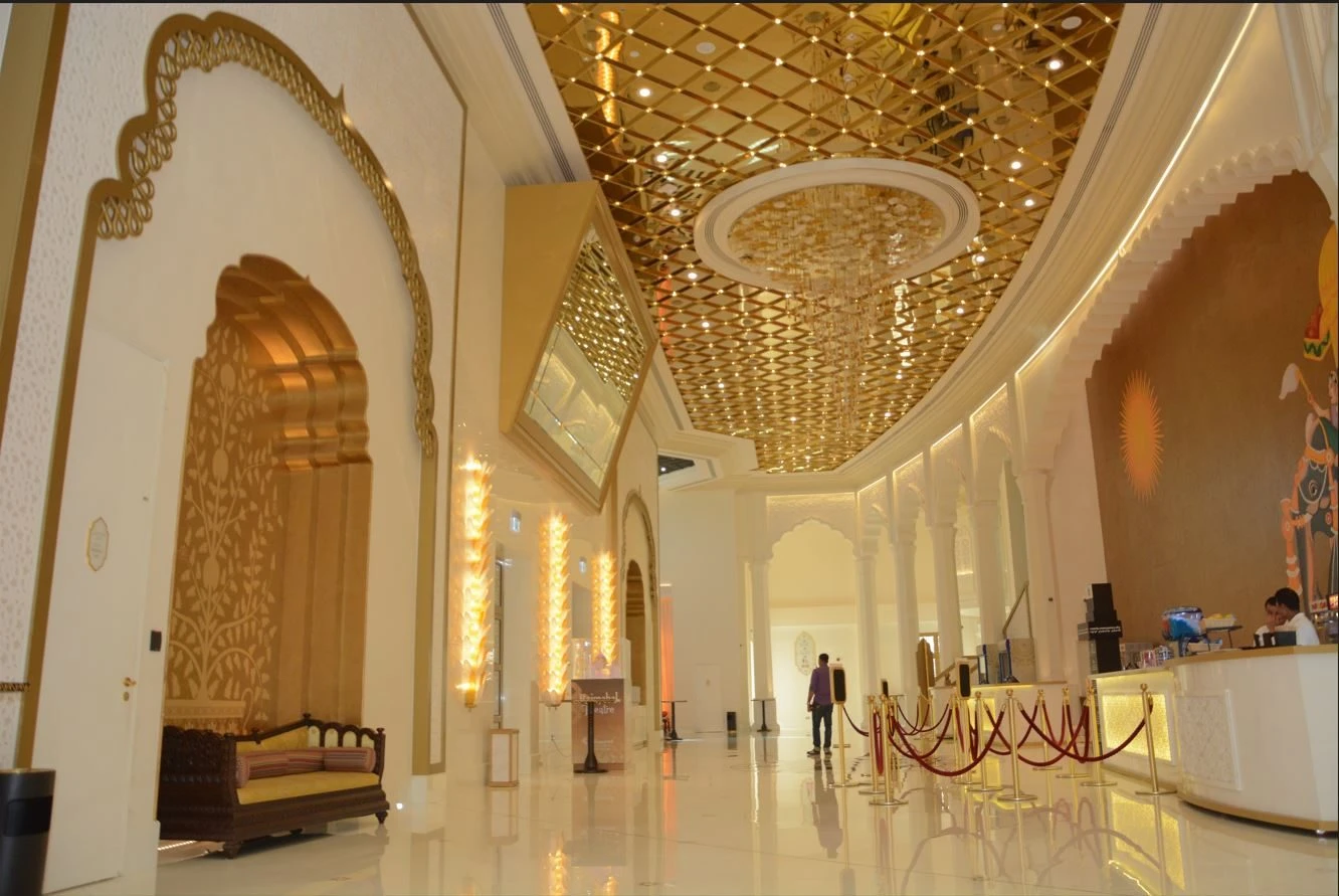 Luxurious interior with ornate ceiling at Dubai Parks and Resorts, Dubai, UAE