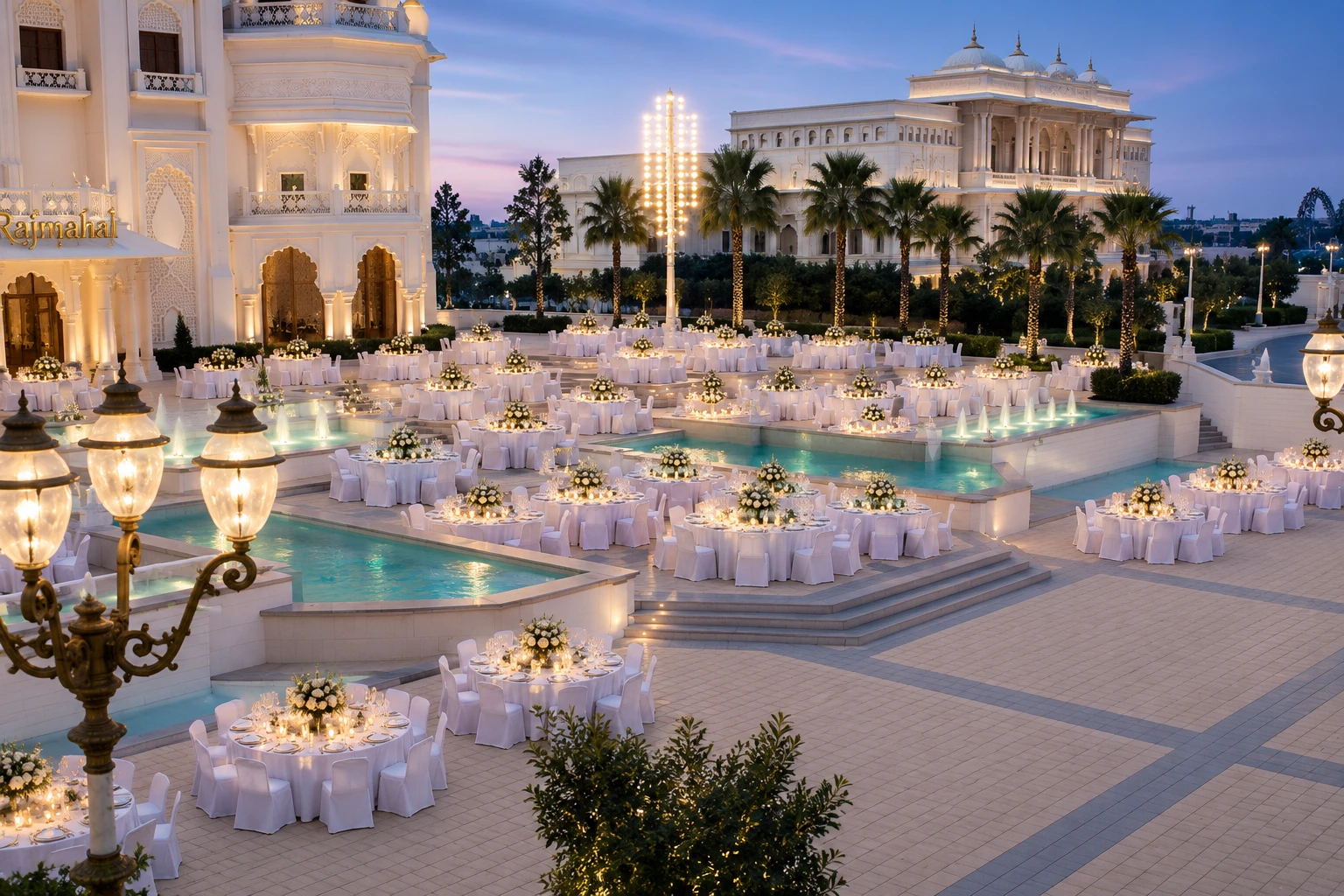 Elegant outdoor event setup at Dubai Parks and Resorts, Dubai, UAE.