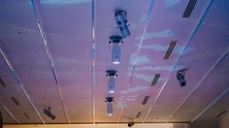 Ceiling with spotlights at Aureum Club, Dubai, UAE