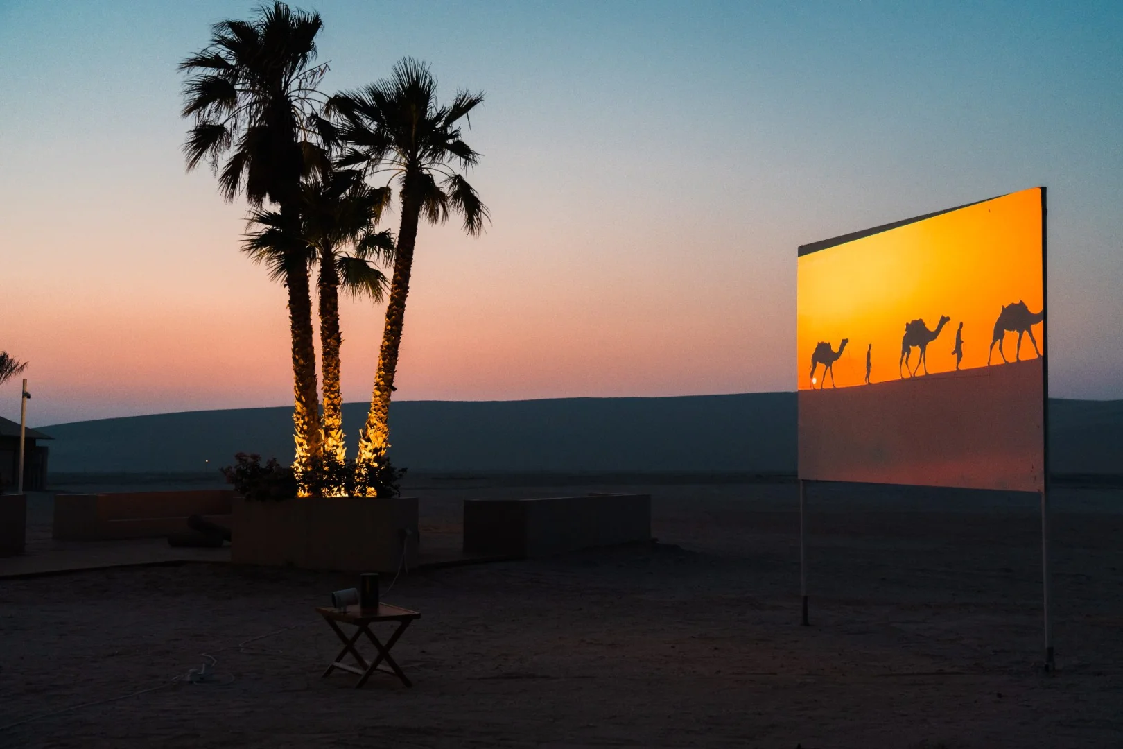 Palm trees and desert scene at The Outpost Al Barari, Doha, QATAR